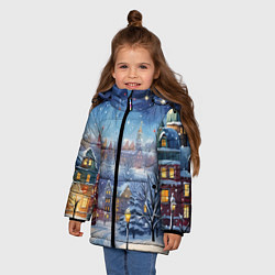 Куртка зимняя для девочки New year city, цвет: 3D-черный — фото 2