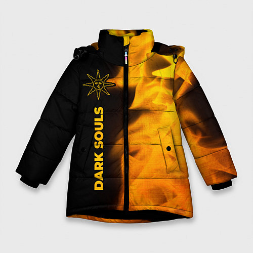 Зимняя куртка для девочки Dark Souls - gold gradient по-вертикали / 3D-Черный – фото 1