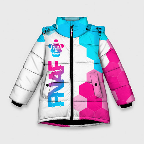 Зимняя куртка для девочки FNAF neon gradient style по-вертикали / 3D-Черный – фото 1