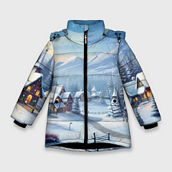 Куртка зимняя для девочки Зимнее настроение, цвет: 3D-черный