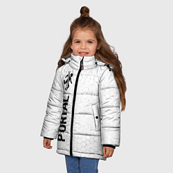 Куртка зимняя для девочки Portal glitch на светлом фоне по-вертикали, цвет: 3D-черный — фото 2