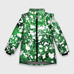 Зимняя куртка для девочки Абстракция - круги на зелёном