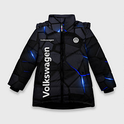 Куртка зимняя для девочки Volkswagen - плиты с эффектом свечения, цвет: 3D-черный