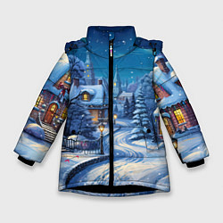 Куртка зимняя для девочки Зимнее предновогоднее настроение, цвет: 3D-черный