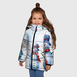 Куртка зимняя для девочки Новогодний день со снеговиком, цвет: 3D-красный — фото 2