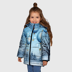 Куртка зимняя для девочки Крупные новогодние шары, цвет: 3D-светло-серый — фото 2