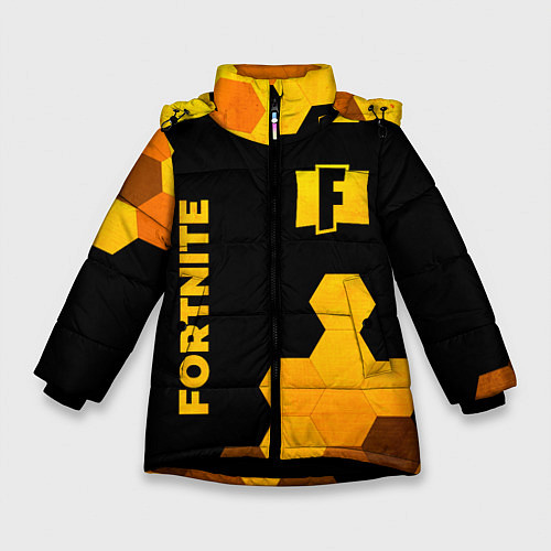 Зимняя куртка для девочки Fortnite - gold gradient вертикально / 3D-Черный – фото 1