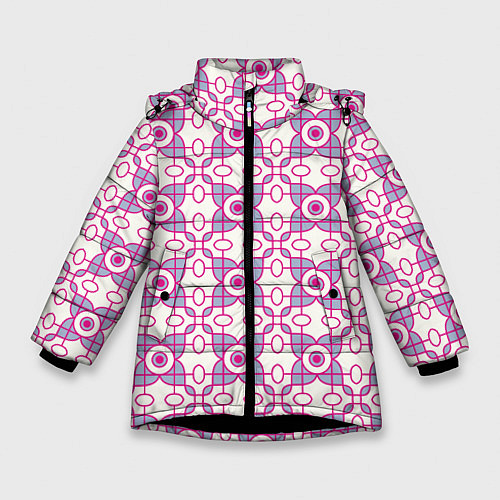 Зимняя куртка для девочки Художественные цветы / 3D-Черный – фото 1