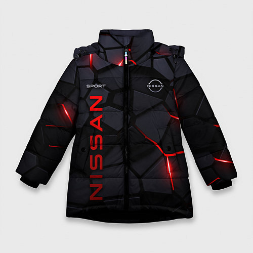 Зимняя куртка для девочки Nissan - плиты с эффектом свечения / 3D-Черный – фото 1