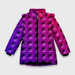 Куртка зимняя для девочки Пластиковые объемные квадраты, цвет: 3D-черный