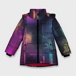 Зимняя куртка для девочки Цветные пиксели retro