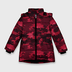 Зимняя куртка для девочки Красно-бордовый паттерн