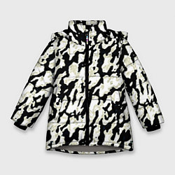 Куртка зимняя для девочки Размытый пятнистый чёрно-белый, цвет: 3D-светло-серый