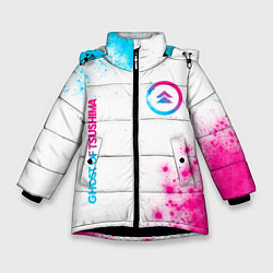 Зимняя куртка для девочки Ghost of Tsushima neon gradient style вертикально