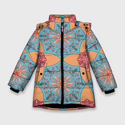 Куртка зимняя для девочки Ажурный орнамент, цвет: 3D-черный