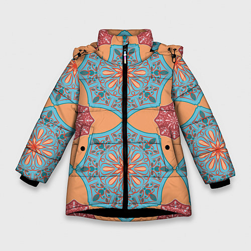 Зимняя куртка для девочки Ажурный орнамент / 3D-Черный – фото 1
