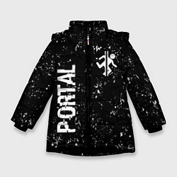 Зимняя куртка для девочки Portal glitch на темном фоне вертикально