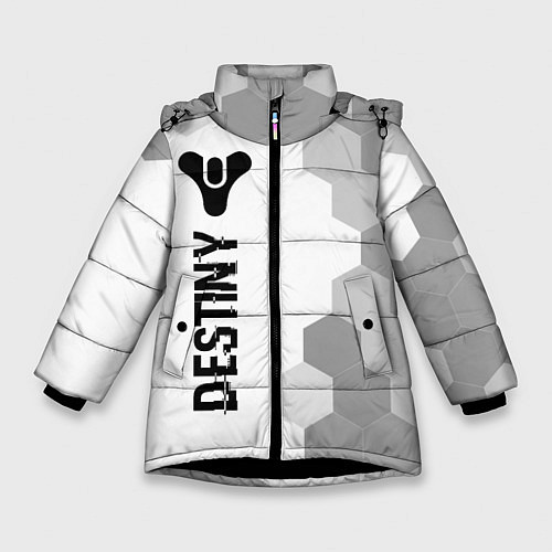 Зимняя куртка для девочки Destiny glitch на светлом фоне по-вертикали / 3D-Черный – фото 1