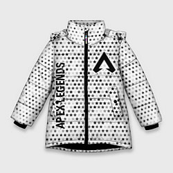 Куртка зимняя для девочки Apex Legends glitch на светлом фоне вертикально, цвет: 3D-черный