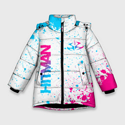 Куртка зимняя для девочки Hitman neon gradient style вертикально, цвет: 3D-черный
