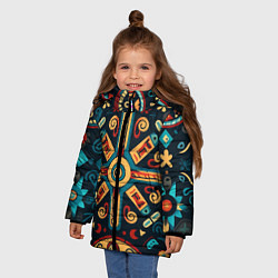 Куртка зимняя для девочки Симметричный орнамент в славянском стиле, цвет: 3D-красный — фото 2