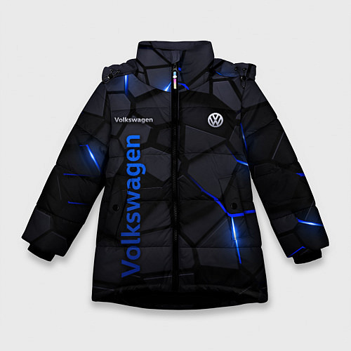 Зимняя куртка для девочки Volkswagen - плиты с эффектом свечения / 3D-Черный – фото 1