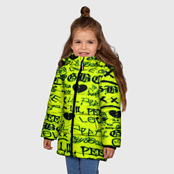 Куртка зимняя для девочки Lil peep кислотный стиль, цвет: 3D-красный — фото 2