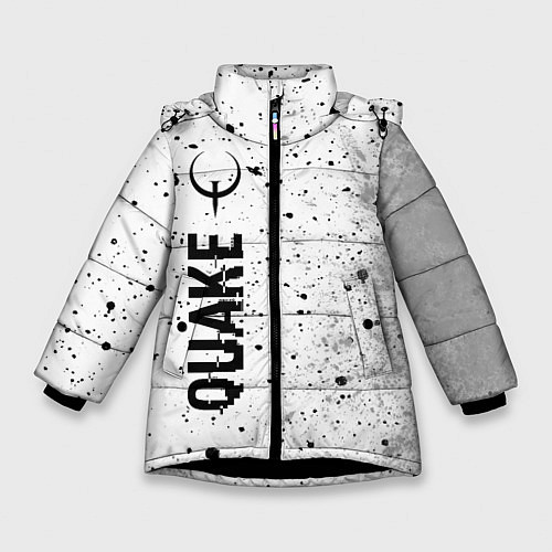 Зимняя куртка для девочки Quake glitch на светлом фоне по-вертикали / 3D-Черный – фото 1