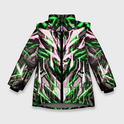 Зимняя куртка для девочки Неоновый зелёный кибер череп