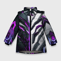 Куртка зимняя для девочки Броня адская и райская фиолетовая, цвет: 3D-светло-серый