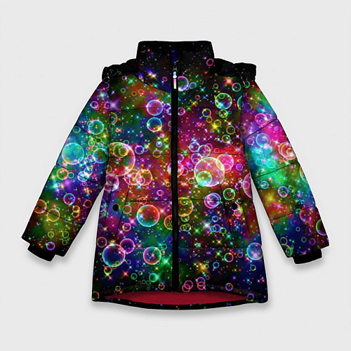 Зимняя куртка для девочки Мыльные пузырики / 3D-Красный – фото 1