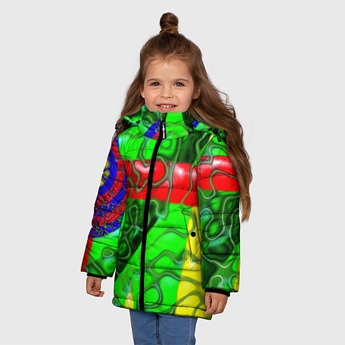 Зимняя куртка для девочки Кожаный рельеф / 3D-Красный – фото 3