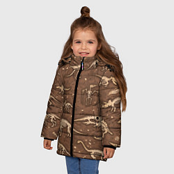 Куртка зимняя для девочки Dinosaurs bones, цвет: 3D-светло-серый — фото 2