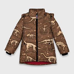 Куртка зимняя для девочки Dinosaurs bones, цвет: 3D-красный
