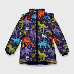 Зимняя куртка для девочки Мультяшные динозавры