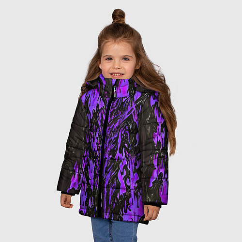 Зимняя куртка для девочки Демонический доспех фиолетовый / 3D-Красный – фото 3