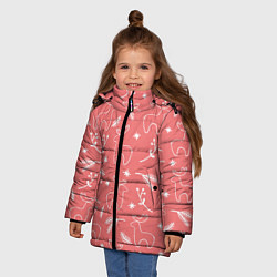 Куртка зимняя для девочки Рождественский принт с оленями, цвет: 3D-красный — фото 2