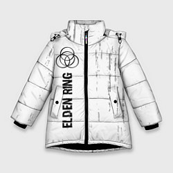 Куртка зимняя для девочки Elden Ring glitch на светлом фоне по-вертикали, цвет: 3D-черный