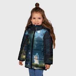 Куртка зимняя для девочки Одинокий призрак в лесу, цвет: 3D-светло-серый — фото 2
