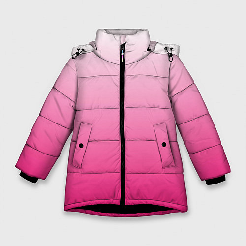 Зимняя куртка для девочки Бело-розовый градиент / 3D-Черный – фото 1