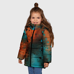 Куртка зимняя для девочки Акварельные брызги в оранжевом, цвет: 3D-светло-серый — фото 2