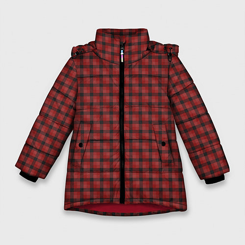 Зимняя куртка для девочки Классическая красная клеточка / 3D-Красный – фото 1