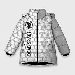 Куртка зимняя для девочки Dead Space glitch на светлом фоне по-вертикали, цвет: 3D-черный
