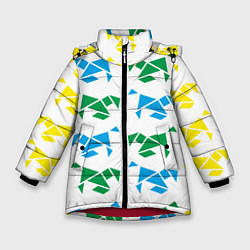 Куртка зимняя для девочки Origami horses, цвет: 3D-красный