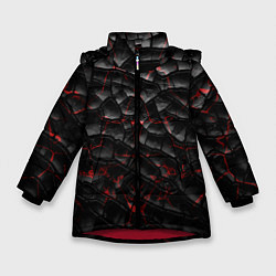 Куртка зимняя для девочки Трещины черные, цвет: 3D-красный