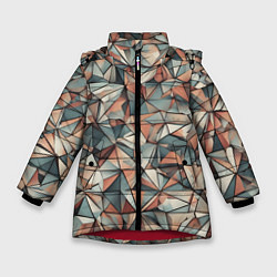 Куртка зимняя для девочки Маленькие треугольники сепия, цвет: 3D-красный