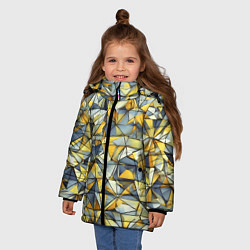 Куртка зимняя для девочки Маленькие золотые треугольники, цвет: 3D-черный — фото 2