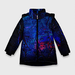 Куртка зимняя для девочки Капли воды на стекле, цвет: 3D-черный