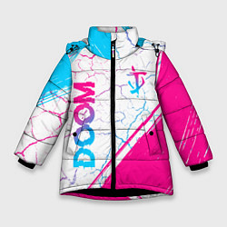Куртка зимняя для девочки Doom neon gradient style вертикально, цвет: 3D-черный