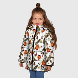 Куртка зимняя для девочки Перья и физалис, цвет: 3D-черный — фото 2